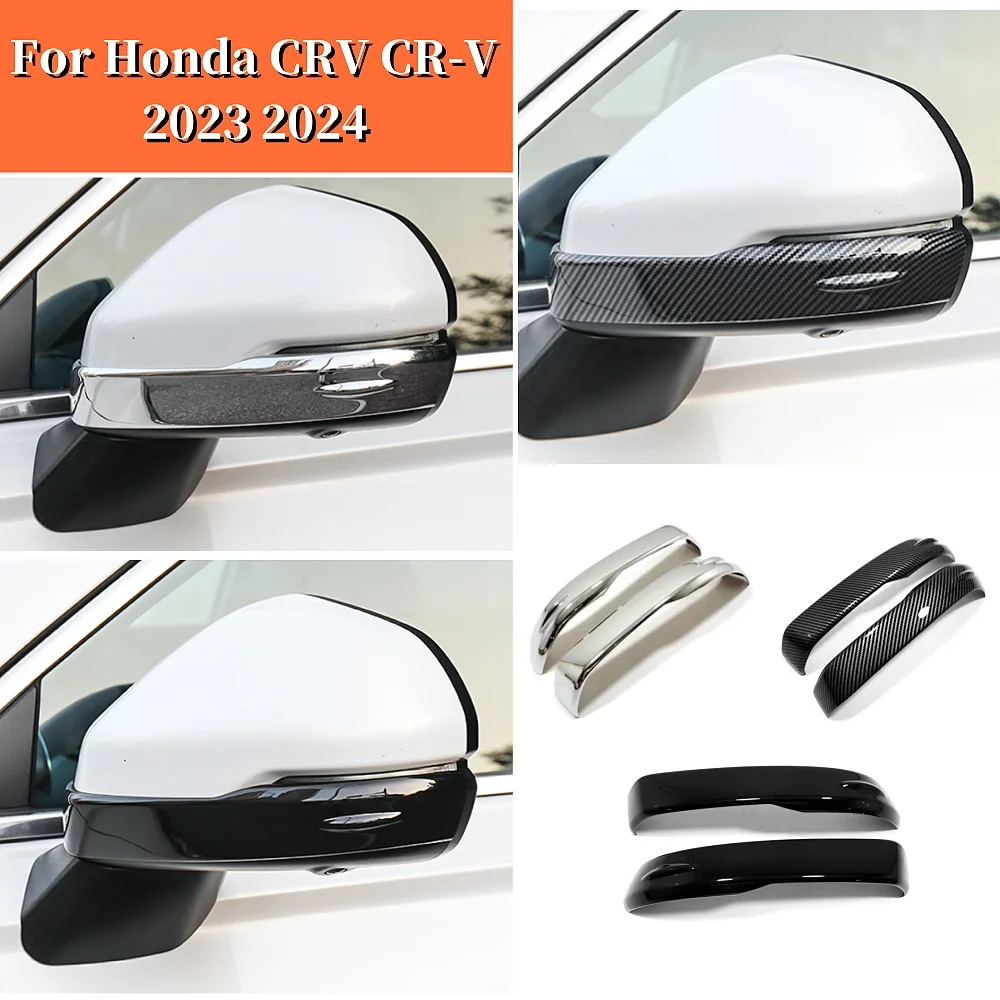 For Honda CRV CR-V 2023 2024 Accessories ABS Black Chrome Carbon fiber Car Side Door Rearview Turning Mirror Cover Trim Strip