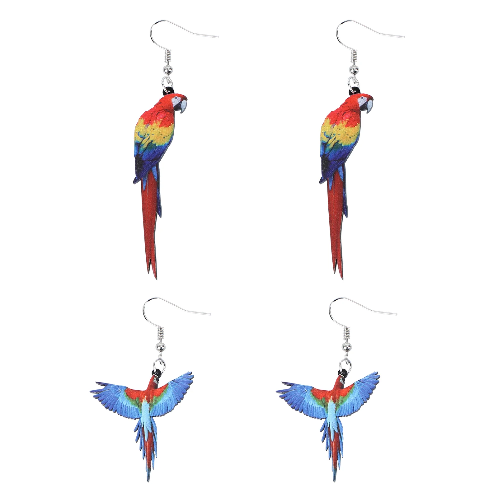 2 Pairs Fashion Bird Jewelry Earrings Women's Birds Charm Acrylic Hummingbird Girl Decor