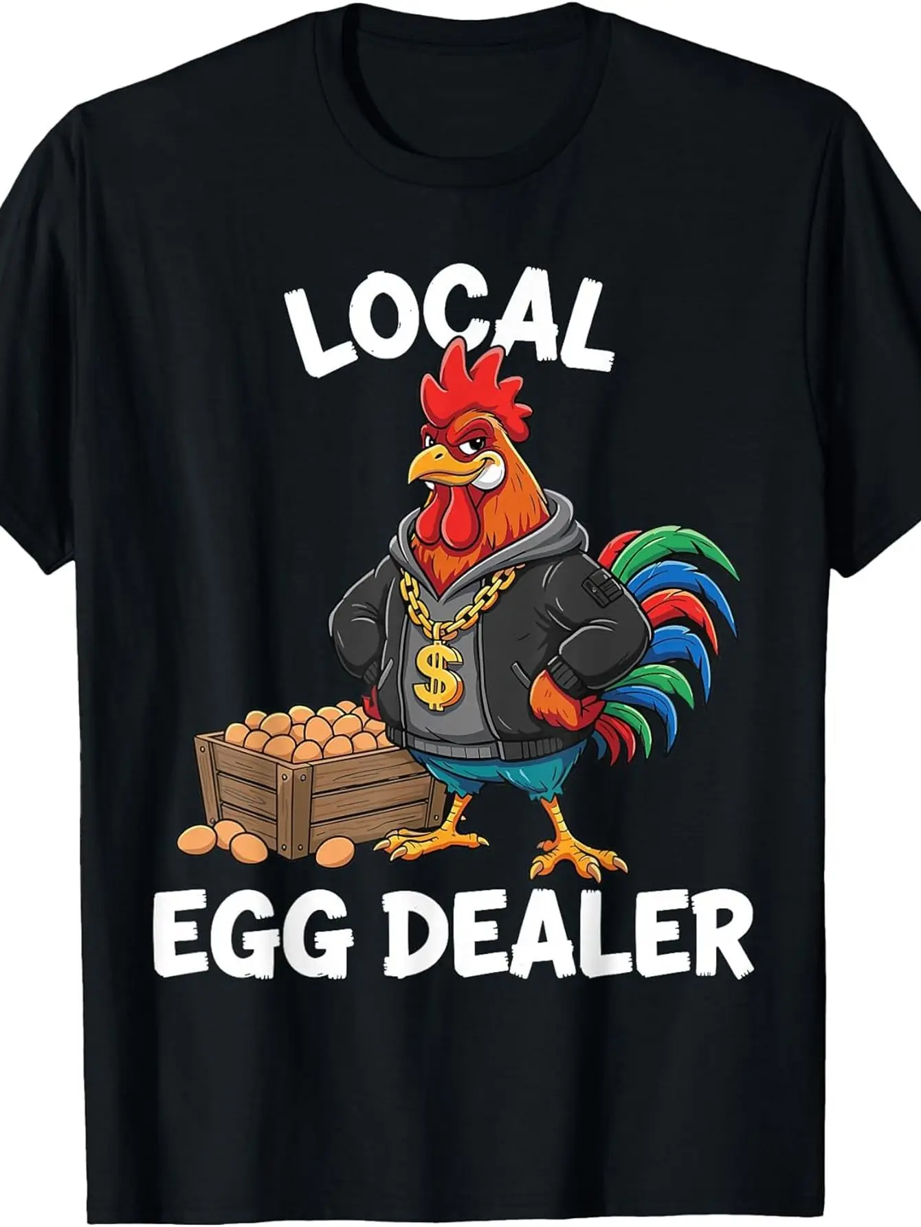 Retro Local Egg Dealer Shirt, Funny Easter Chicken Farmer T-Shirt Funny Crew Neck Tee with Stylish Print Casual  Comfortable Travel Clothing for Fashion Enthusiasts Ideal for Summer, Spring, Fall, And Daily Wear
