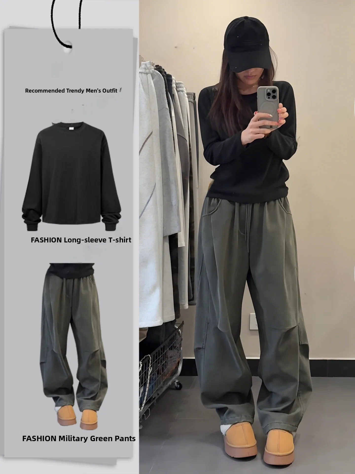 

Retro American Military een Pants Men's Autumn Winter Two-Piece Set Design Sense Pleated Wide Leg Fce Lined Workwear Tro...