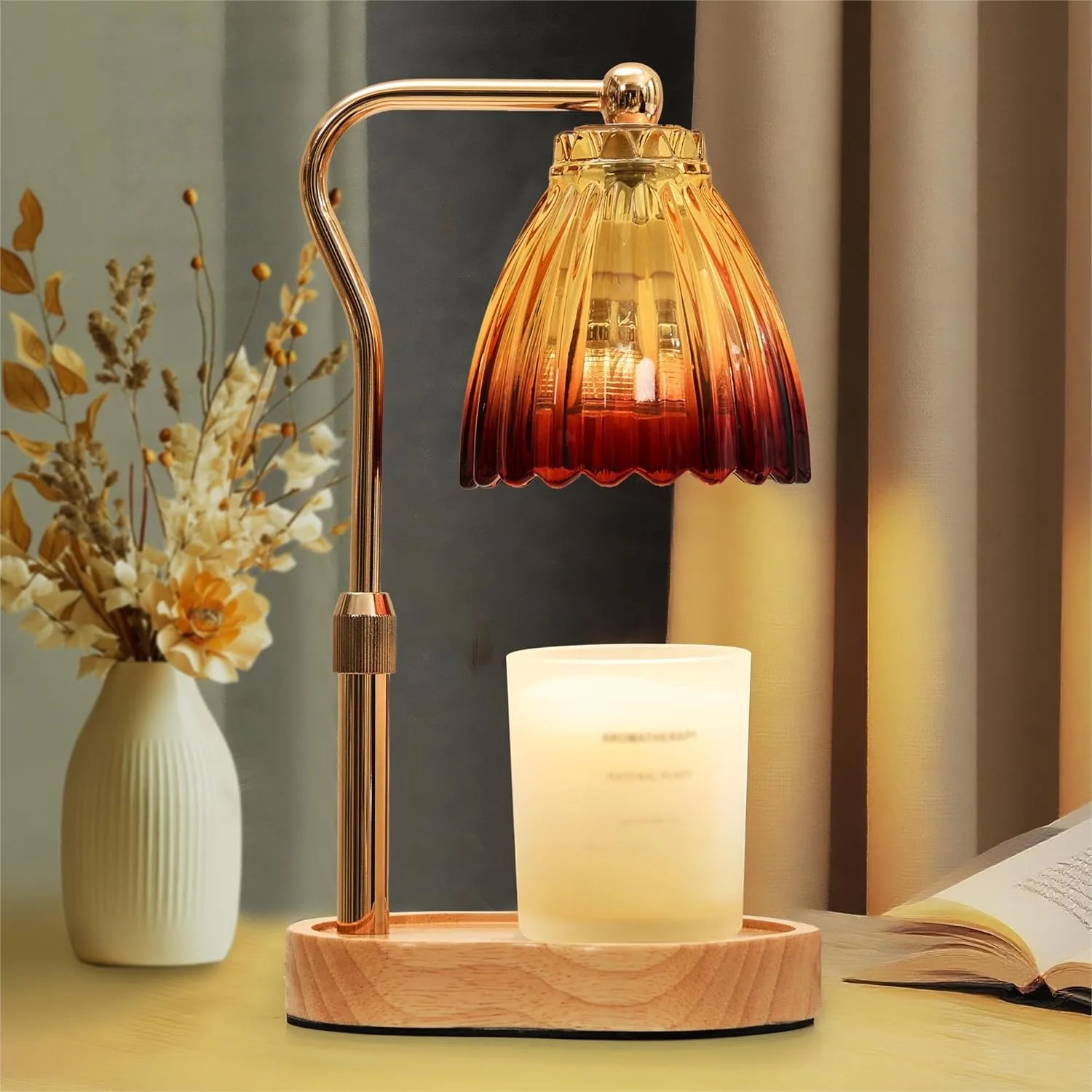 

Candle Warmer Lamp With Timer Dimmable, Height Adjustable Wax Warmer For Jar Candles, Vintage Home Decor Gift For Women Mom