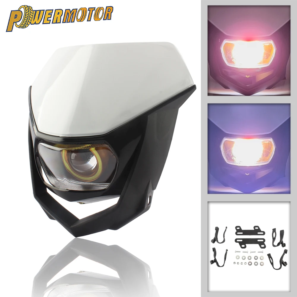 

Universal Motorcycle Angel Eyes Headlight LED Wick Fairing for Honda Yamaha Suzuki 2002 To 2023 Motocross Headlamp Modification