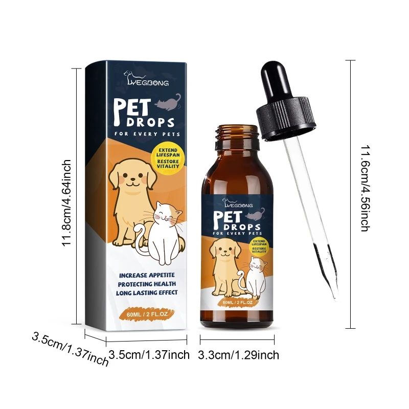 60ml Pet Drops for Dogs AminoAcid Supplement Bad Appetite Solution Formula