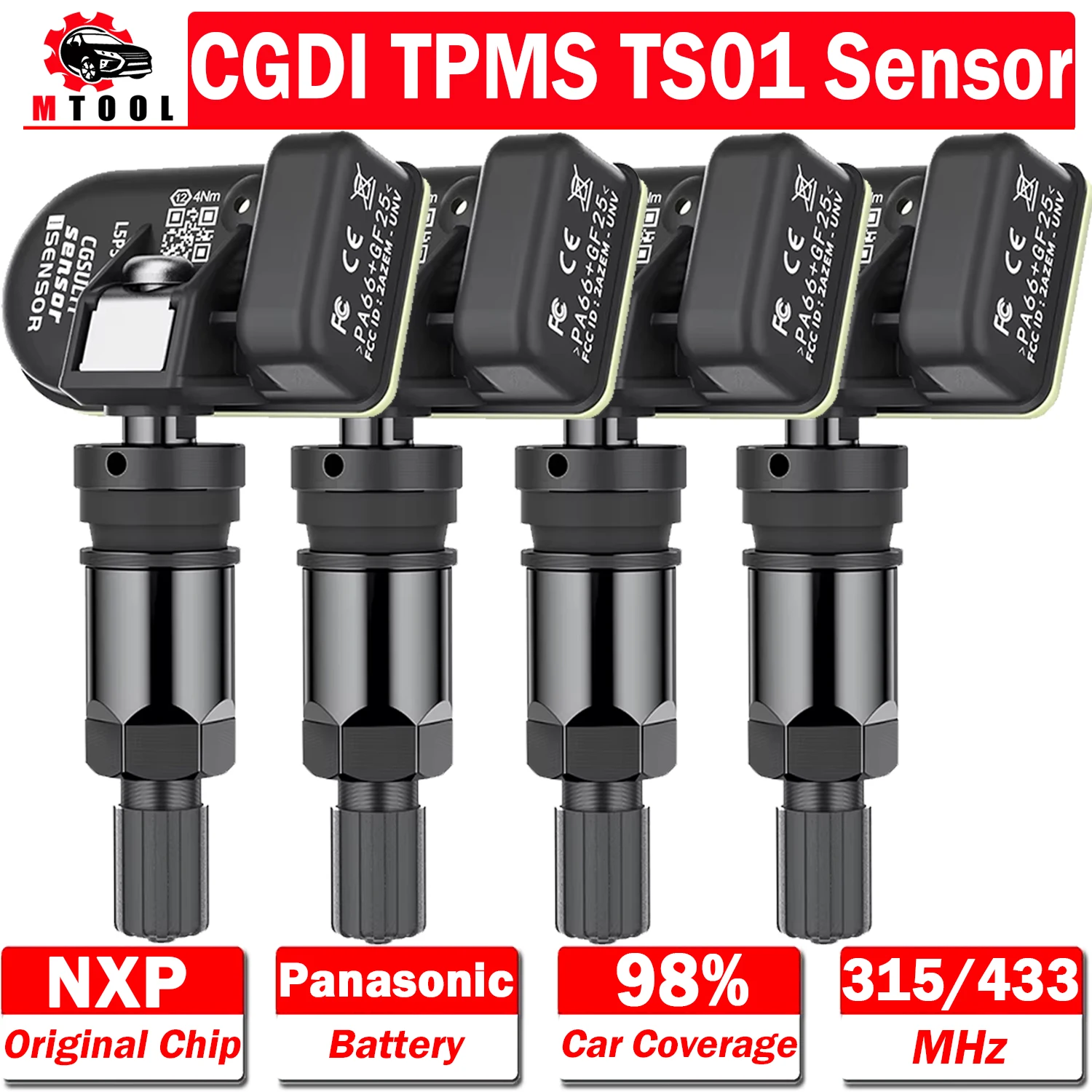 

CGDI TPMS TS01 Sensor 433&315MHz Car TPMS Sensor CGSULIT TS-01 NXP Chip Panasonic Button Battery Inside Work CGDI TPMS90 TPMS80