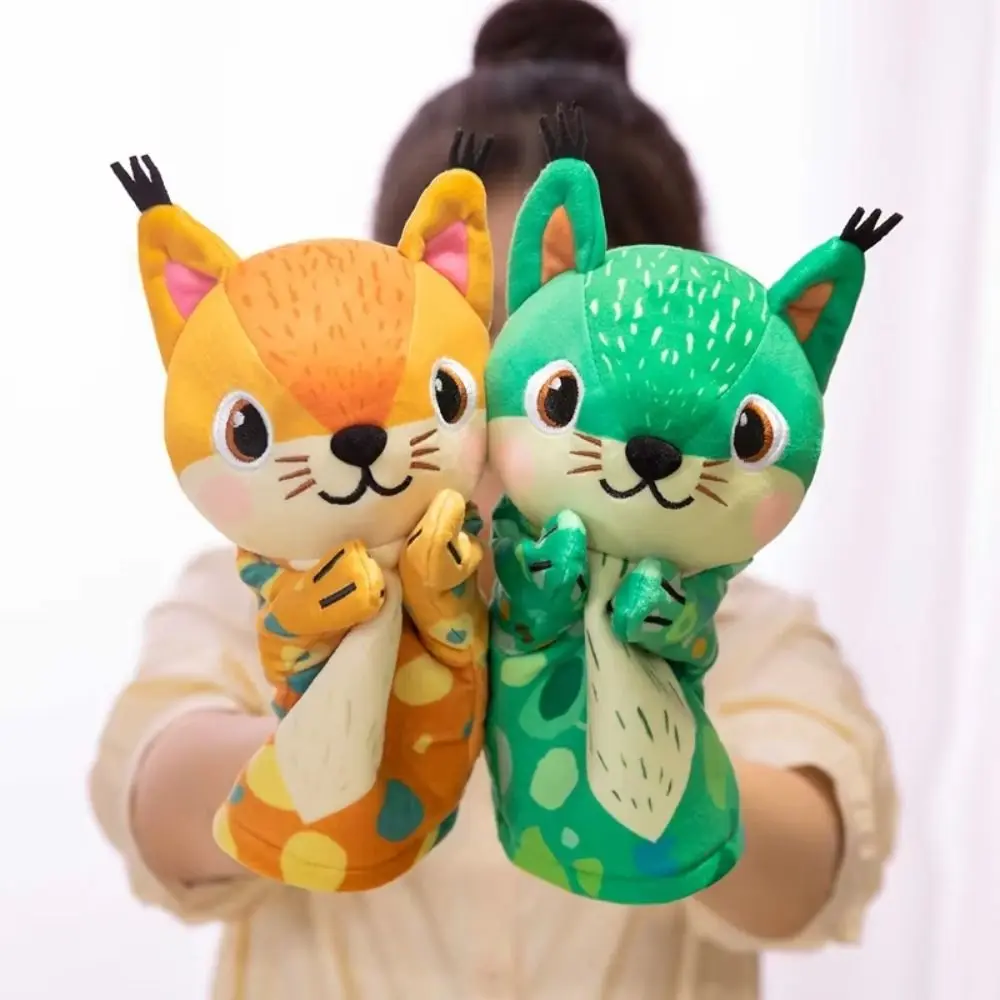 Squirrel Animal Hand Puppet Movable Mouth Storytelling Stuffed Squirrel Toys Simulation Soft Hand Finger Story Puppet Gift