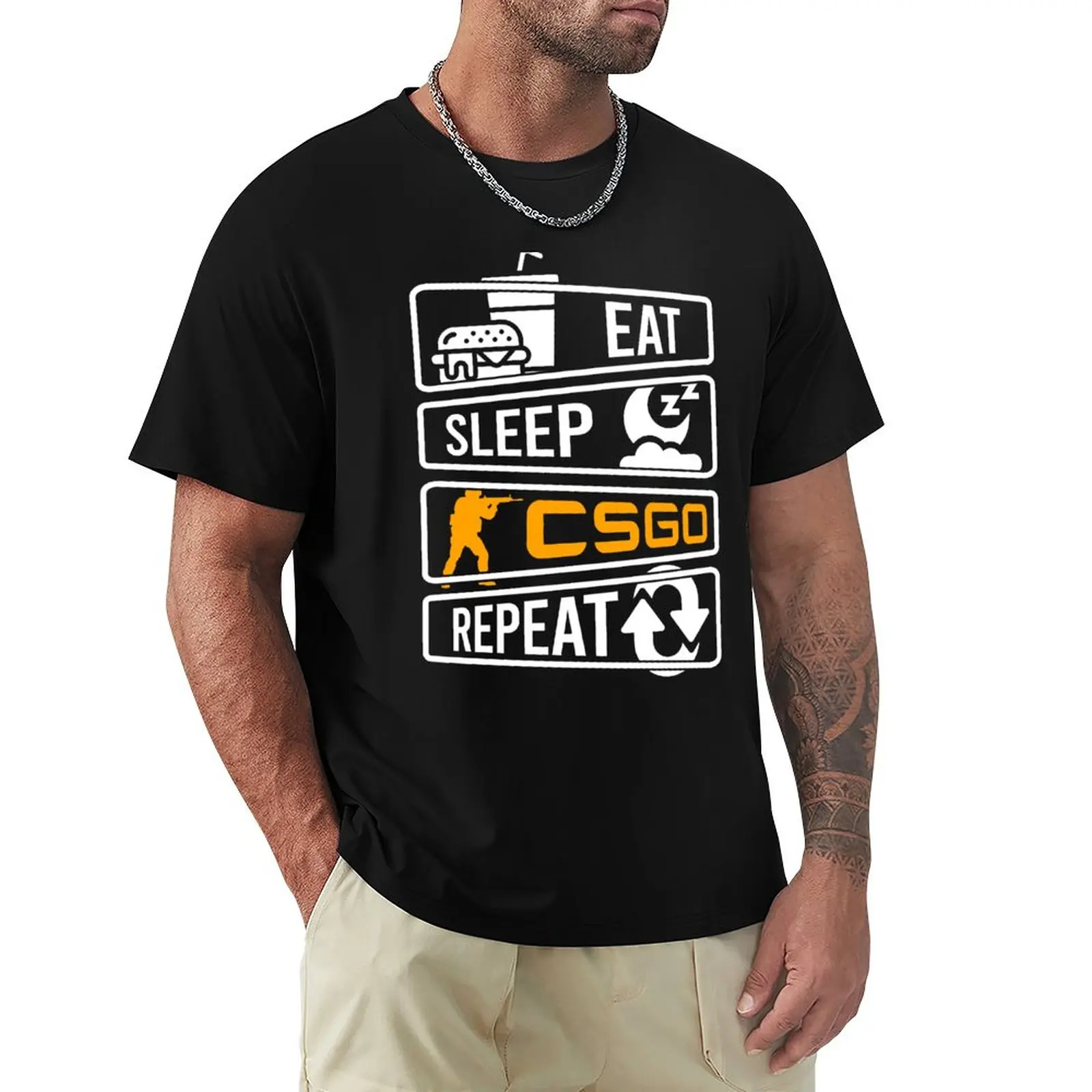 

Eat Sleep CSGO Repeat T-Shirt summer clothes vintage clothes cat shirts men t shirt