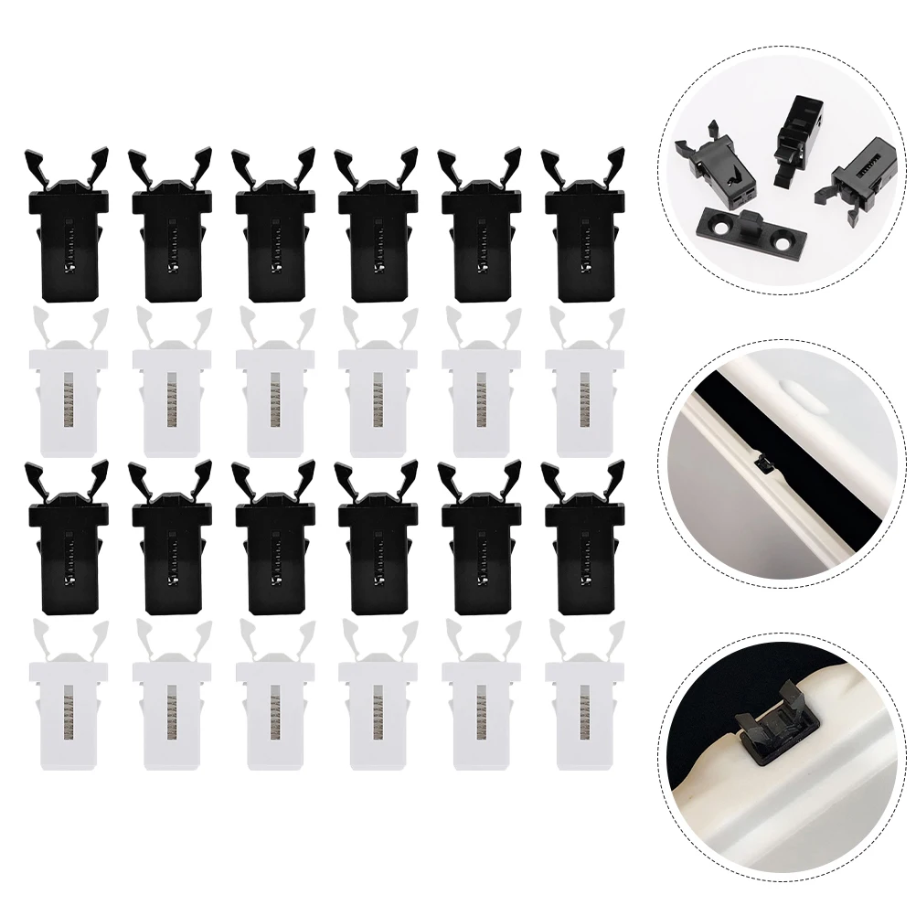 

24pcs Trash Can Accessories Black White Fasteners Universal Latch Locks Kitchen Bin Lid Plastic Security Garbage Container