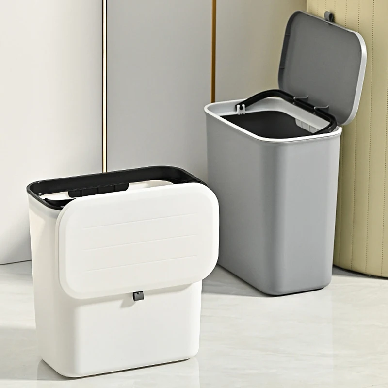 Hanging Trash Can With Adhesive Large Capacity Kitchen Recycling Garbage Basket Bathroom Wall Mounted Trash Bin With Lid