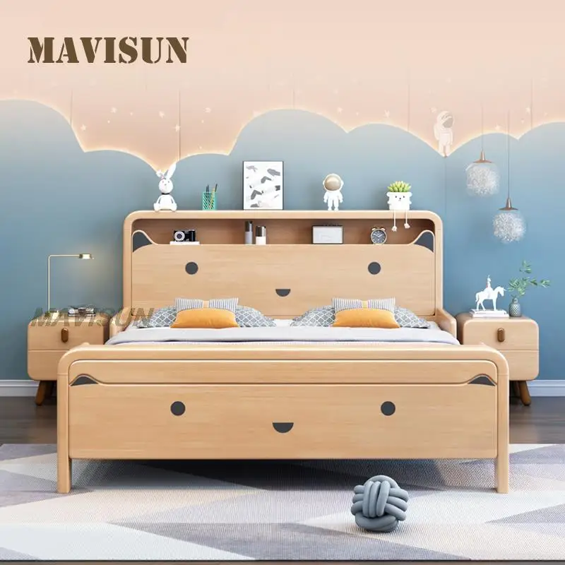 Nordic Low Beds For Children 2022 New Children's Beds Cartoon 1.2 Meter Bed Solid Wood Bed Space Saving Furniture set