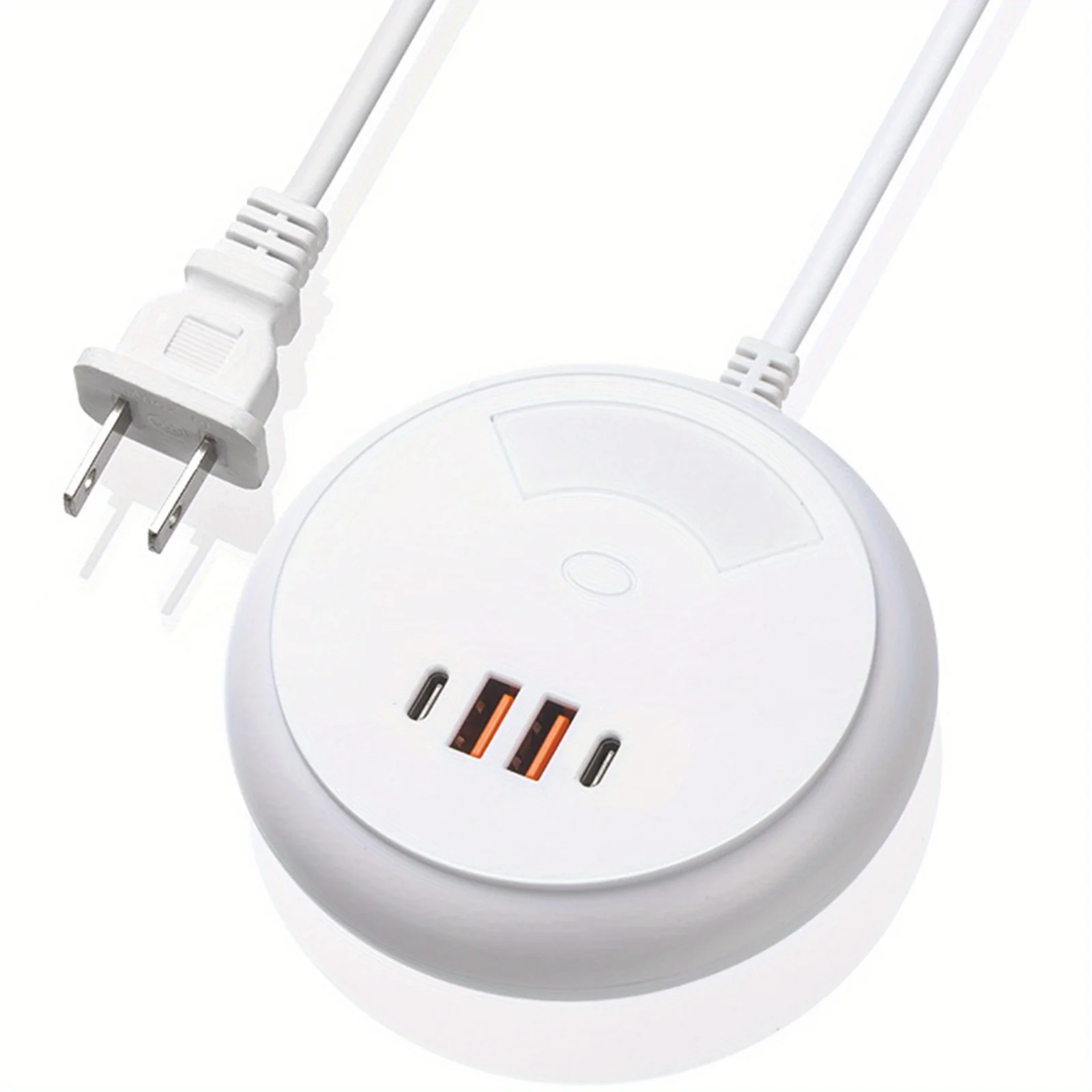 US Plug Multi-USB Port Mobile Phone Charger with Light - 2 USB-A & 2 USB-C Desktop Charging Station