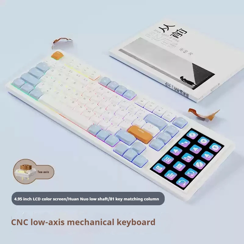 Ajazz Akp815 Rgb Mechanical Keyboard 81-Key 80% Layout Wired Short Axis Ergonomic Design Touch Screen Usb Gaming Keyboard