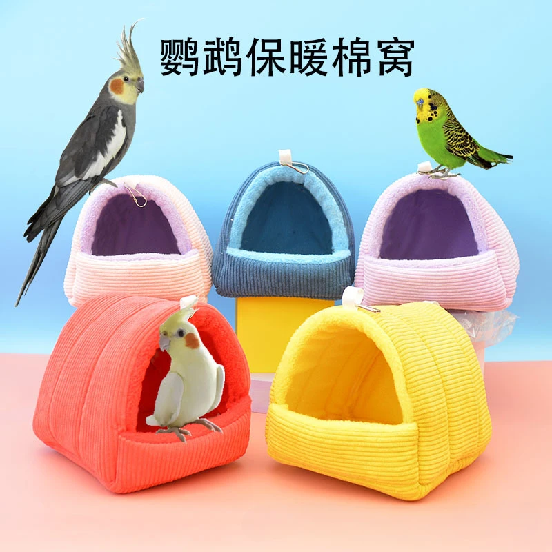 Parrot Nest Warm Bird Nest Winter House Shed Hut Hanging Hammock Cage Accessories Plush Hideaway Hamster Small Pet Parrot Nest