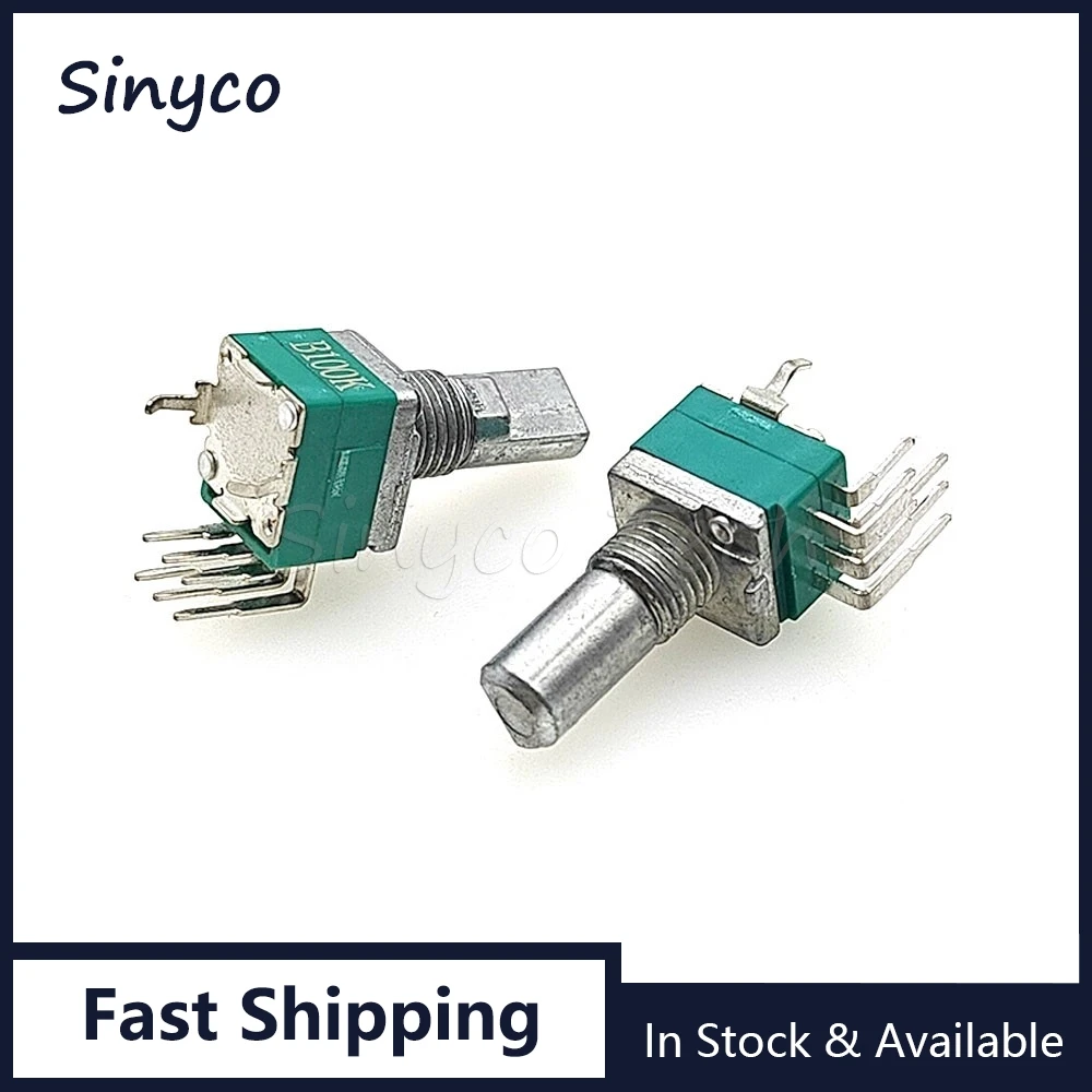 2PCS RK097G Dual Vertical B10K B103 B50K B503 B100K B104 Audio Volume Sealed Potentiometer Bent Foot 6Pin Half Shaft Length 15mm