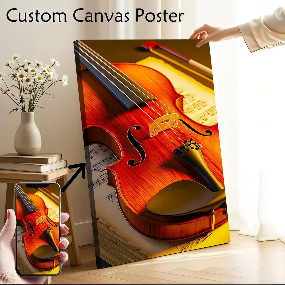 Violin and Sheet Music Still Life Canvas Poster Customizable Pictures Wall Art Canvas Painting for Room Decorations Wand Deko