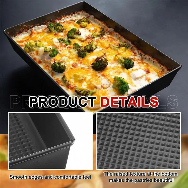 BHBL 3 Pcs Detroit Style Pizza Pan Hard Rectangular Pizza Pans Non Stick Sicilian Style Pizza Pan Dish Pre Seasoned Bakeware