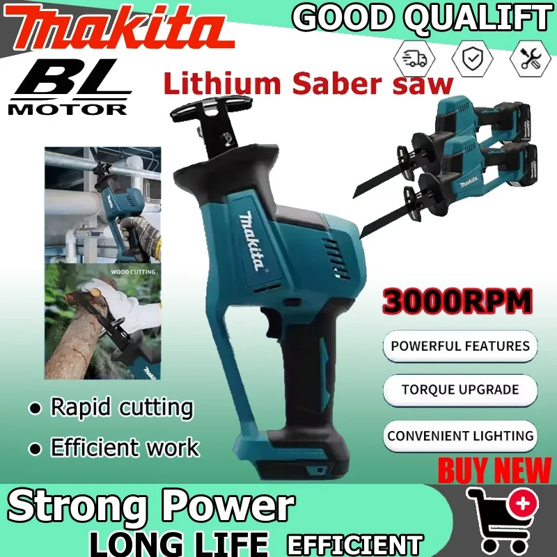 

Makita DJR189 Cordless Brushless Electric Reciprocating Saw Rechargeable Wood Metal Cutting Saw Portable Saw 18V Power Tool