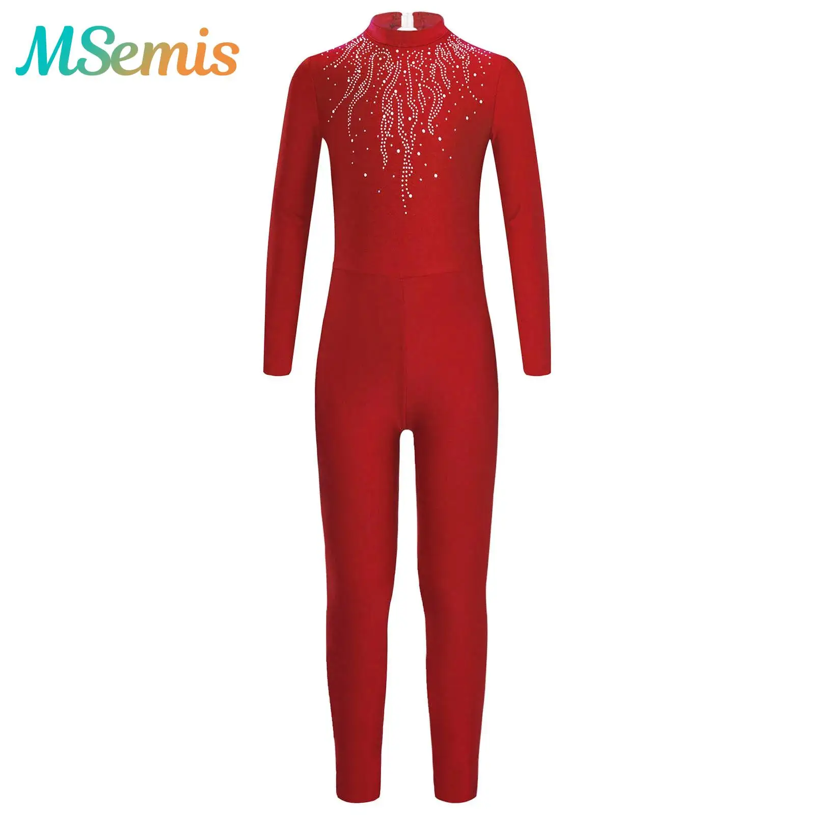 

Детский комбинезон с блестящими стразами для девочек, гимнастический художественный комбинезон для фигурного катания, трико с длинными рукавами, танцевальный костюм, танцевальная одежда