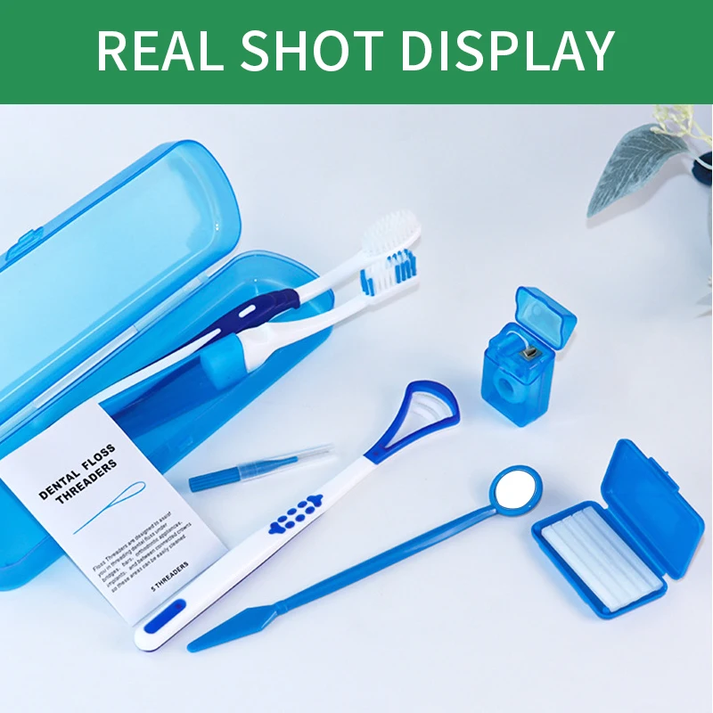 8 Piezas Kit de Cepillos de Cuidado Dental para Ortodoncia, Limpieza de Brackets con Cepillo Interdental, Hilo Dental y Cera de Ortodoncia, Estuche de Viaje 5