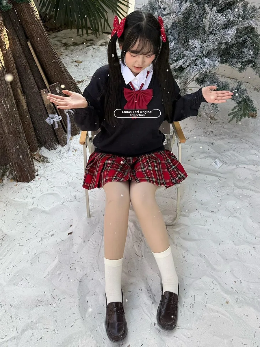 

Осенне-зимний комплект: свитер JK и юбка из трикотажа, универсальный, с длинным рукавом, в стиле «маленький перчик»