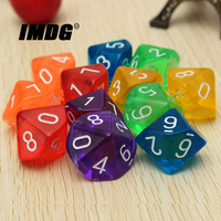 6pcs/pack D10 Dice (0-9) Acrylic Creative DND Game Dice High Quality Boutique Transparent Dice