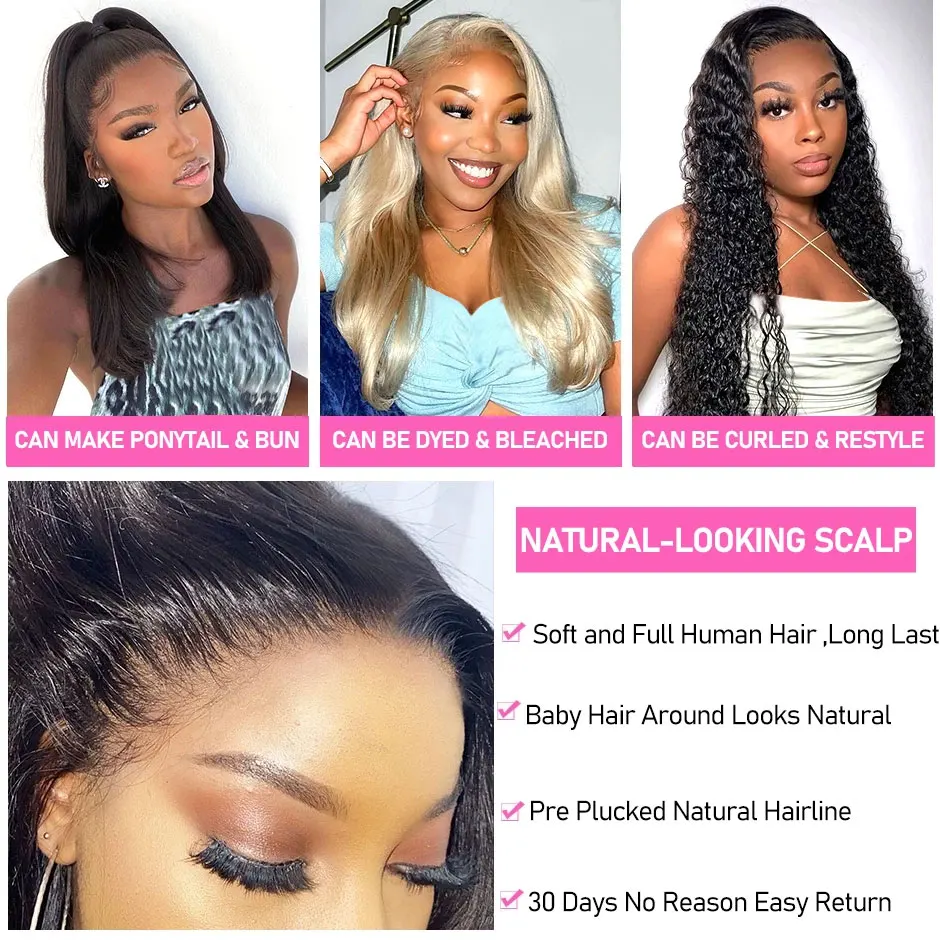 13x4 Straight Hd Lace Frontal Wig 13x6 360 Lace Front Wig Human Hair 4x4 Brazilian Lace Wigs Natural Hairline Pre Plucked Wigs