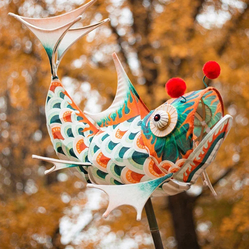 Fish lamp handmade DIY material antique Spring Festival lantern big flower lamp