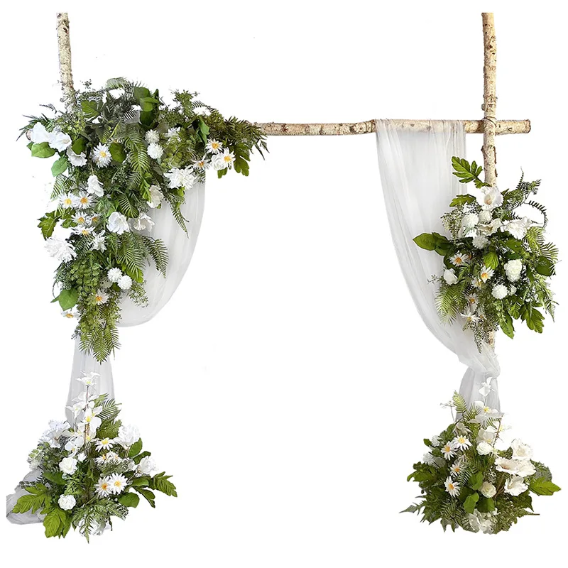 ترتيب الزفاف النباتات الخضراء الزفاف الأبيض الزهور المرحلة زخرفة خلفية #5