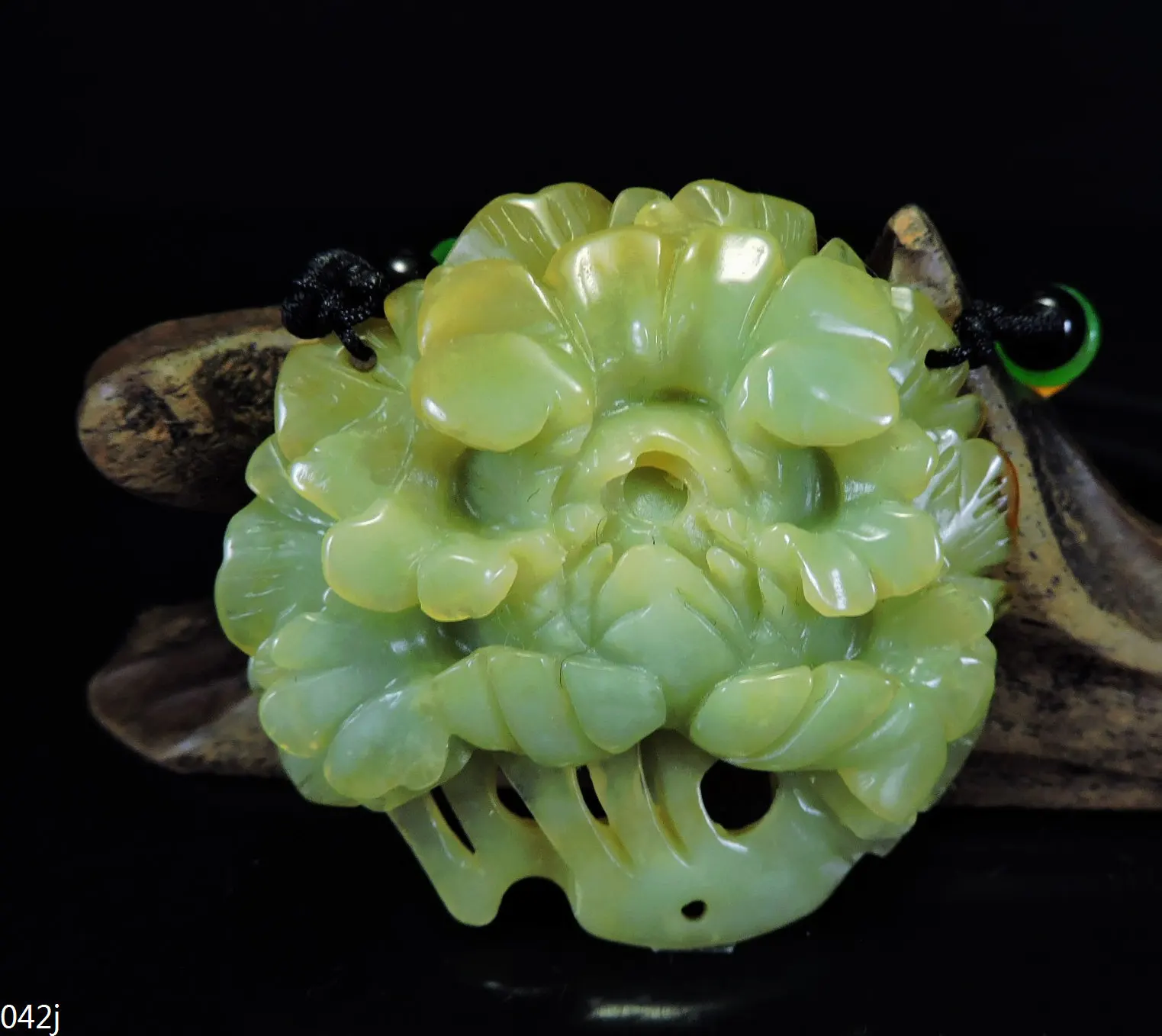 Jade Jewelry Natural Jade Pendant Necklace Hand-Carved peony flower Jadeite Necklace Pendant Gift No Treatment 042j