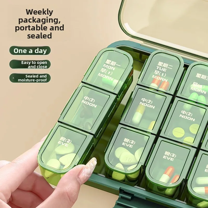

7-дневный органайзер для таблеток, 3-кратный день — большой портативный футляр для таблеток для лекарств и витаминов пожилых людей