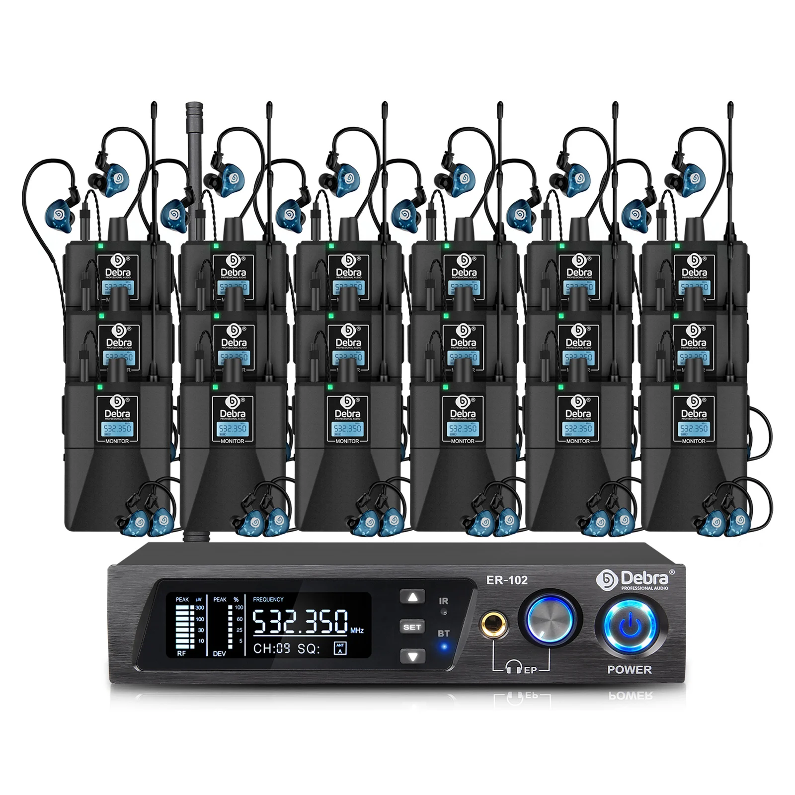 Debra ER-102 UHF IEM In-Ear-Bühnenmonitor Professionelles drahtloses System mit mehreren Sendern für kleine Bühnenauftritte – Detail 30