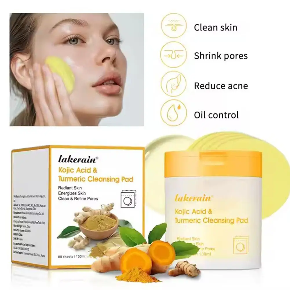 Almohadillas de limpieza exfoliantes de Ácido Kójico, esponja de algodón hidratante para manchas de la piel, limpieza Facial, desvanecimiento suave, acné, 80