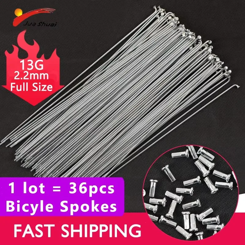 36pcs Bicycle Spokes & Nipples Stainless Steel Electric Bike 13G 13K Diameter 2.2mm Length 100-300mm J bend Cycle Accessories