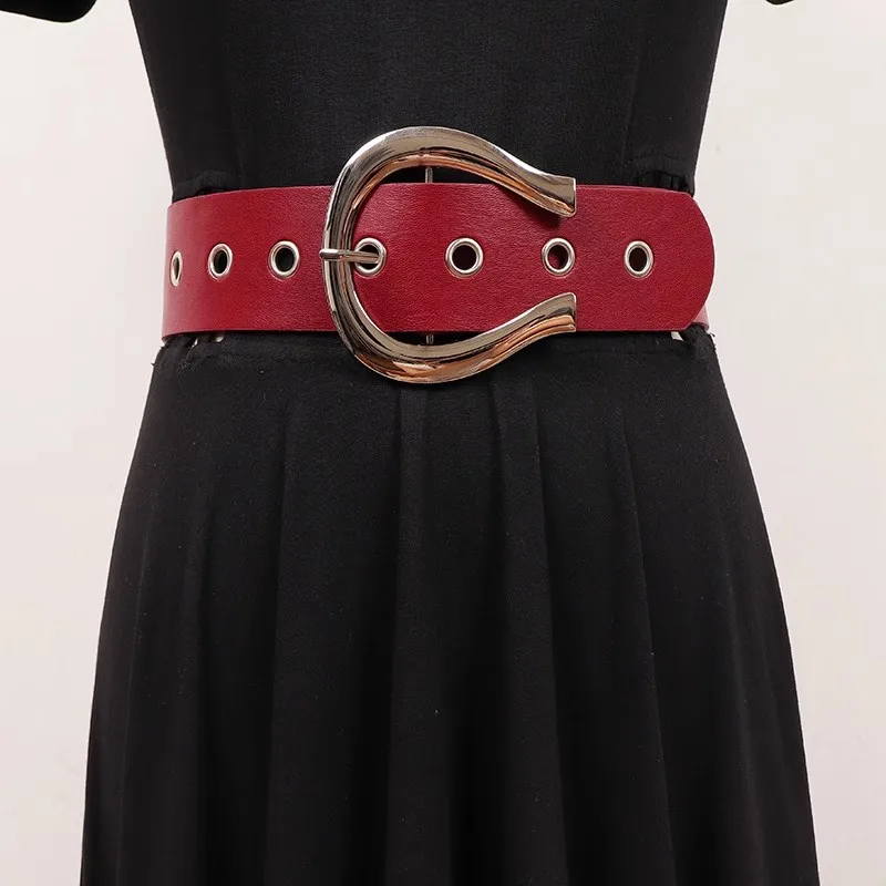 المرأة موضة برشام بولي Leather الجلود فستان Cummerbunds الكورسيهات حزام الخصر أحزمة الديكور حزام عريض R2723
