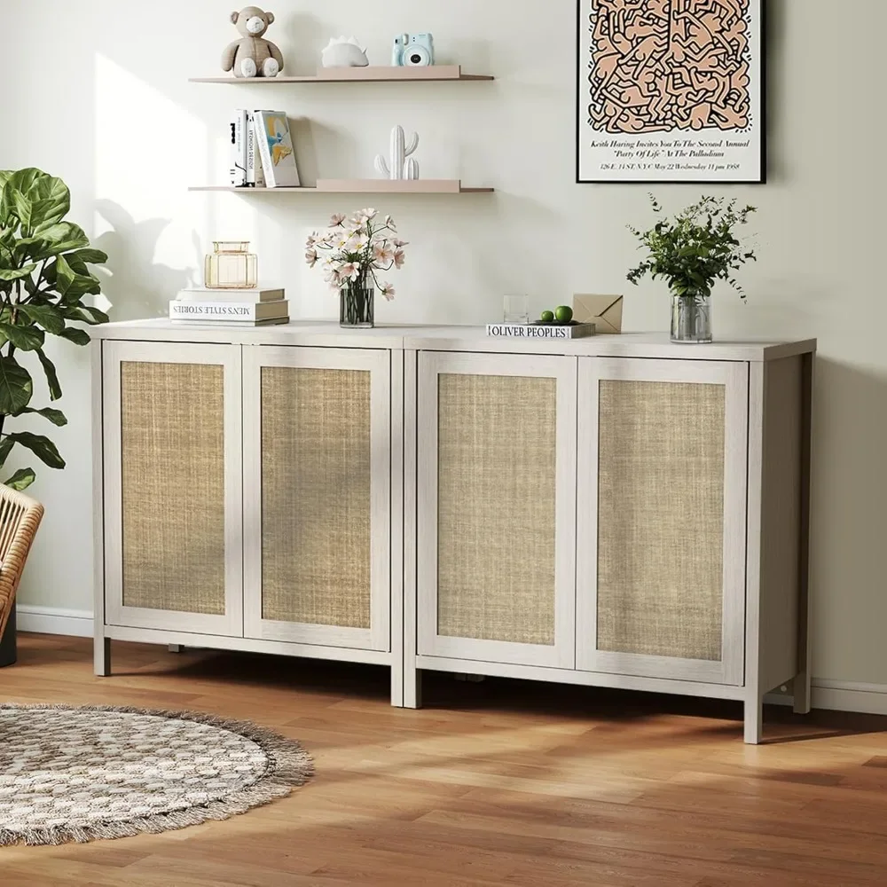 Modern Wood Storage Cabinet for Kitchen Buffet and Coffee Bar, Farmhouse Style Boho Furniture