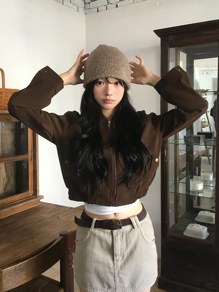 Retro Sle Loose Fit ort Svel Jaet Faion Chic Autunno Nuovo arrivo ket Dettaglio Cappotto con colletto rovesciato da donna