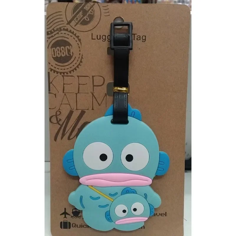 Hangyodon Sanrio Kawaii Reisezubehör Gepäckanhänger Silikagel Koffer ID Adresshalter Gepäck Boarding Tags Tragbares Etikett