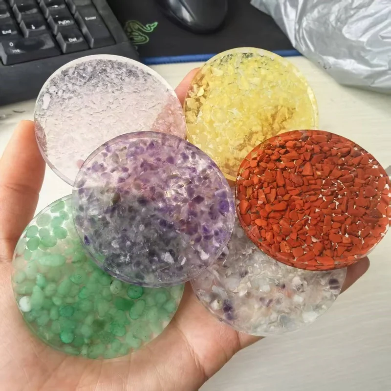 Kreative Kristall-Untersetzer für Zuhause, Natürliche Rosenquarz-Amethyst-Kaffeetassen-Untersetzer, Runde Matten, Küchenzubehör