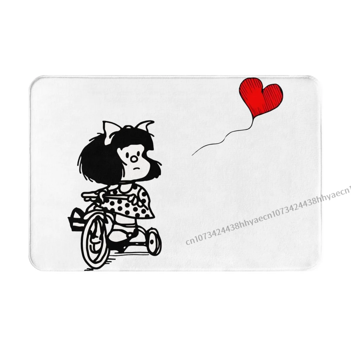 Mafalda Quino Comics Non-slip Doormat Love On A Bicycle Essential Bath Bedroom Mat Outdoor Carpet Home Modern Decor