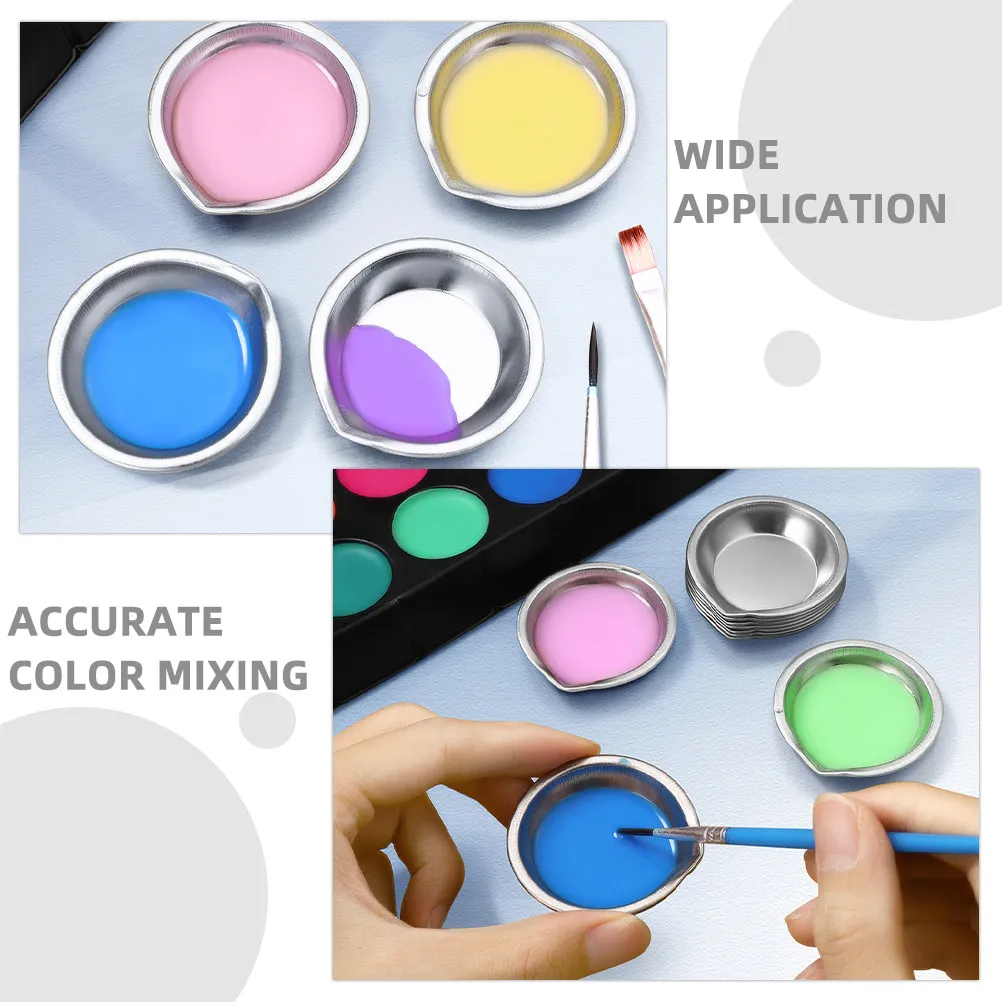 10Pcs Stainless Steel Paint Mixing Palette Set Lightweight Portable for Airbrush Brush Painting Watercolor Art