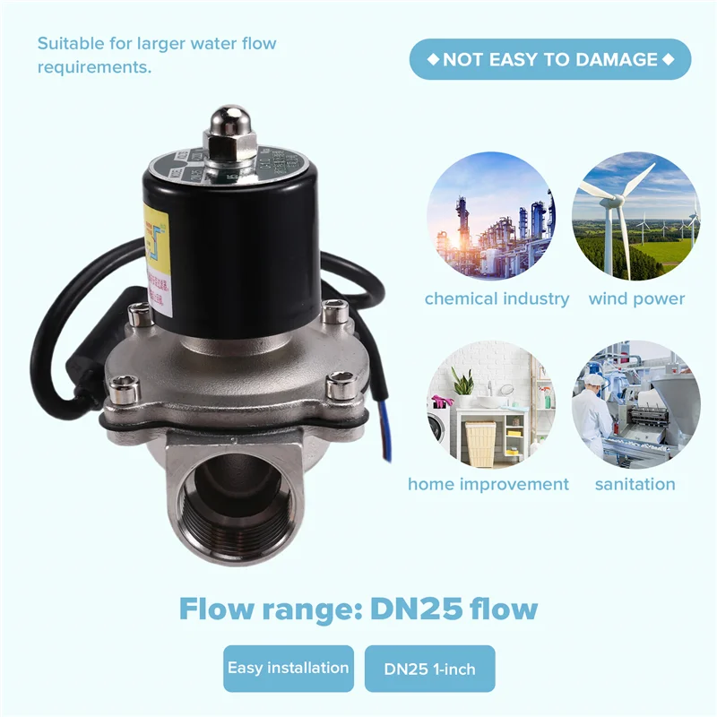 

【24-часовая распродажа】Электромагнитный клапан из нержавеющей стали 304, электромагнитный клапан DN25 с энергосберегающим модулем