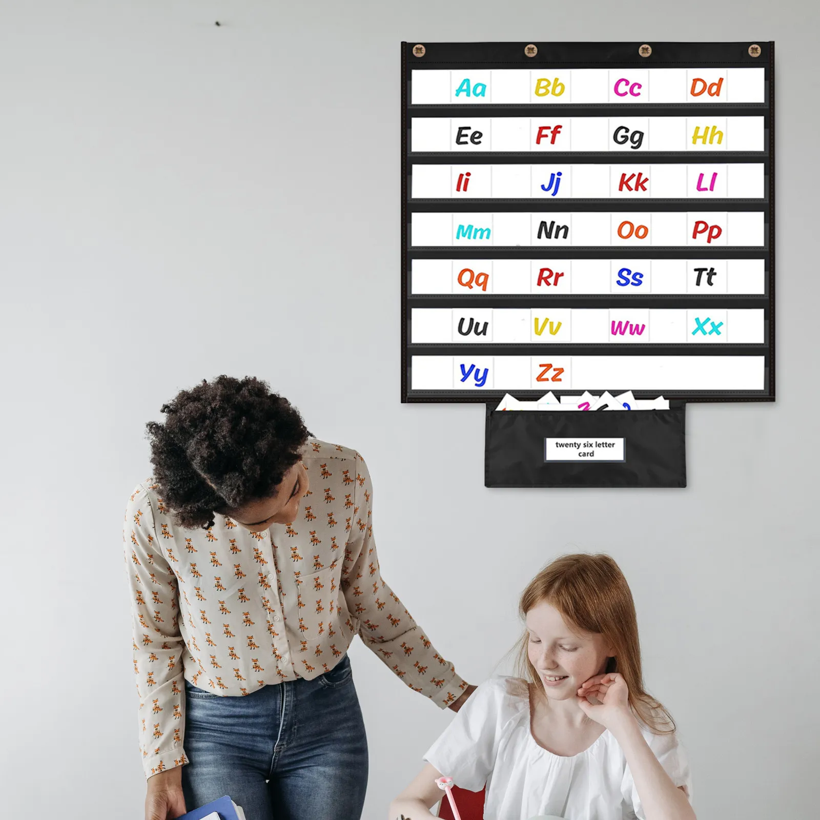 Calendar Pocket Chart Classroom Wall Word Cards Sentence Strips Storage Space Saving Teaching
