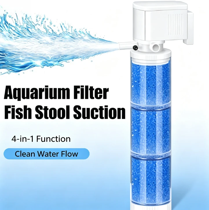220V Ultra Quiet Aquarium Internal Filter Water Purification Multi-functional Fish Tank Water Pump Wave Make Stool Sucker