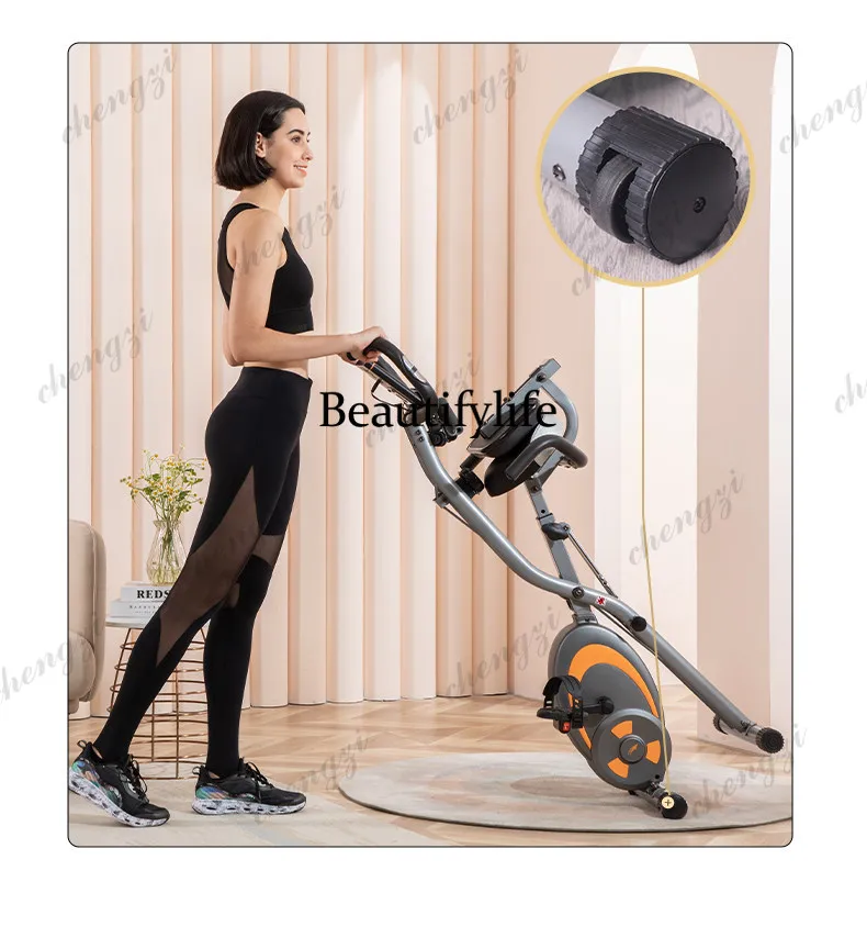 Exercise bike foldable dynamic household magnetic control pedal family indoor fixed bicycle equipment