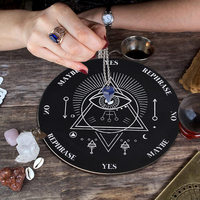 2pcs Wooden Divination and Witchcraft Altar Supplies, Including Crystal Necklace and Mystical Message Board Kit