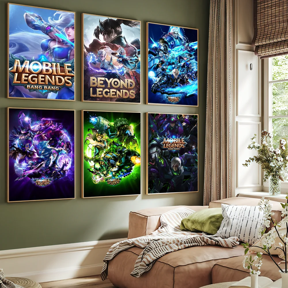 Game M-Mobile L-Legends B-Bang B-Bang MOBA Poster Art Wall Painting Stickers Decor Aesthetic Indoor Home Bar Coffee House