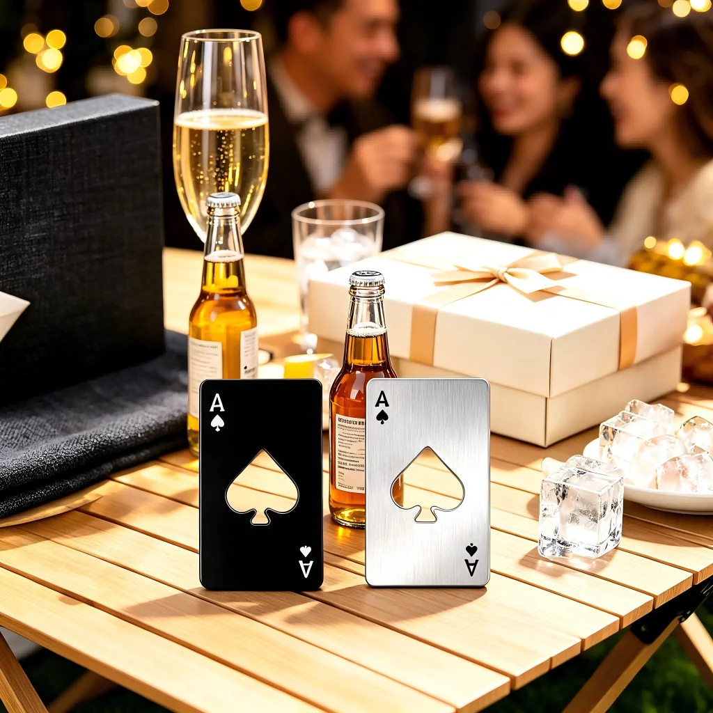 3PCS  Spade A Poker Card Bottle Opener, Credit-Card-Size Portable Beer Opener for Bar & Party Use, Black & Silver Home Supplies Utensils