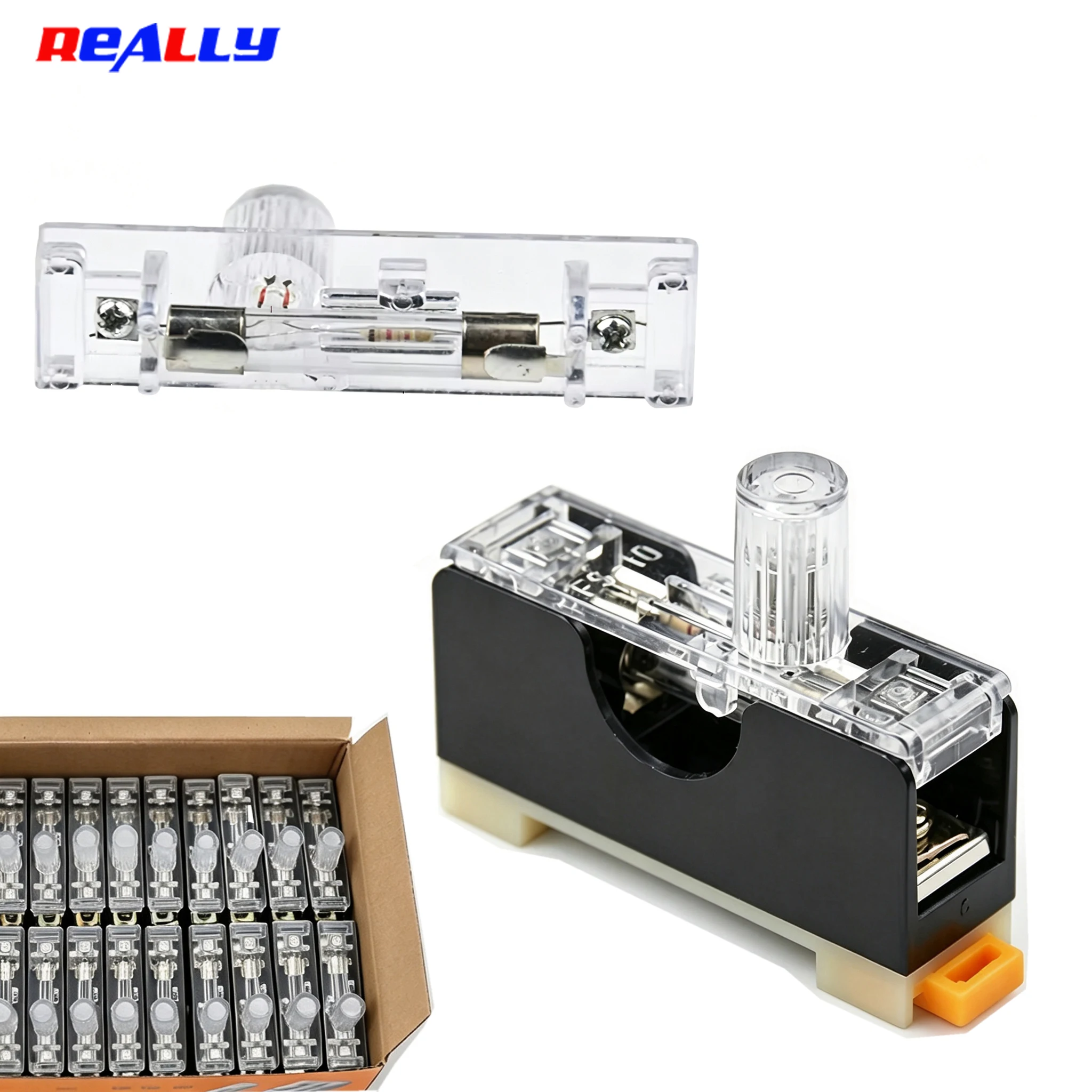 20Pcs/Box FS‑101 DIN Rail Mount Fuse Holder Single Pole For 6x30mm Glass Fuse Tube, 1A-25A Electrical Safety Protection