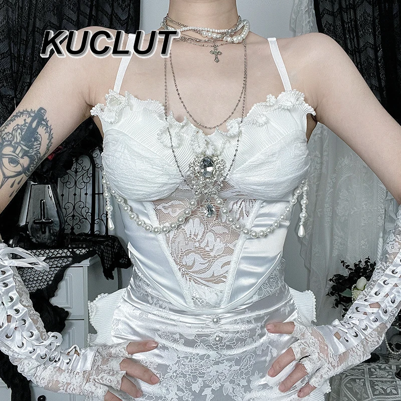 Conjunto de falda y Top Y2k, disfraz de Cosplay con tirantes de encaje, estilo callejero, elegante, Vintage, conjuntos de dos piezas de verano, trajes para mujer