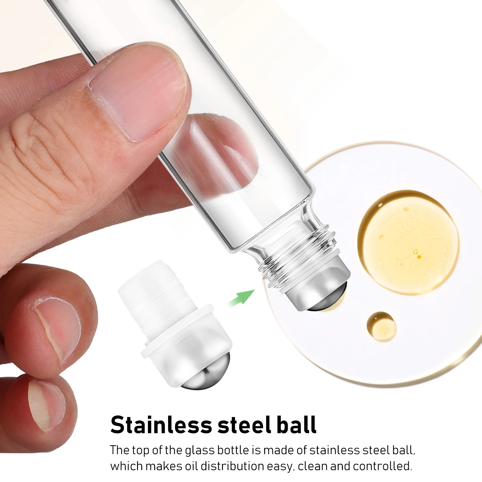 

15Pcs Refillable Essential Oil Roller Bottles Clear Glass Small Leakproof Portable Perfume Bottle Aromatherapy