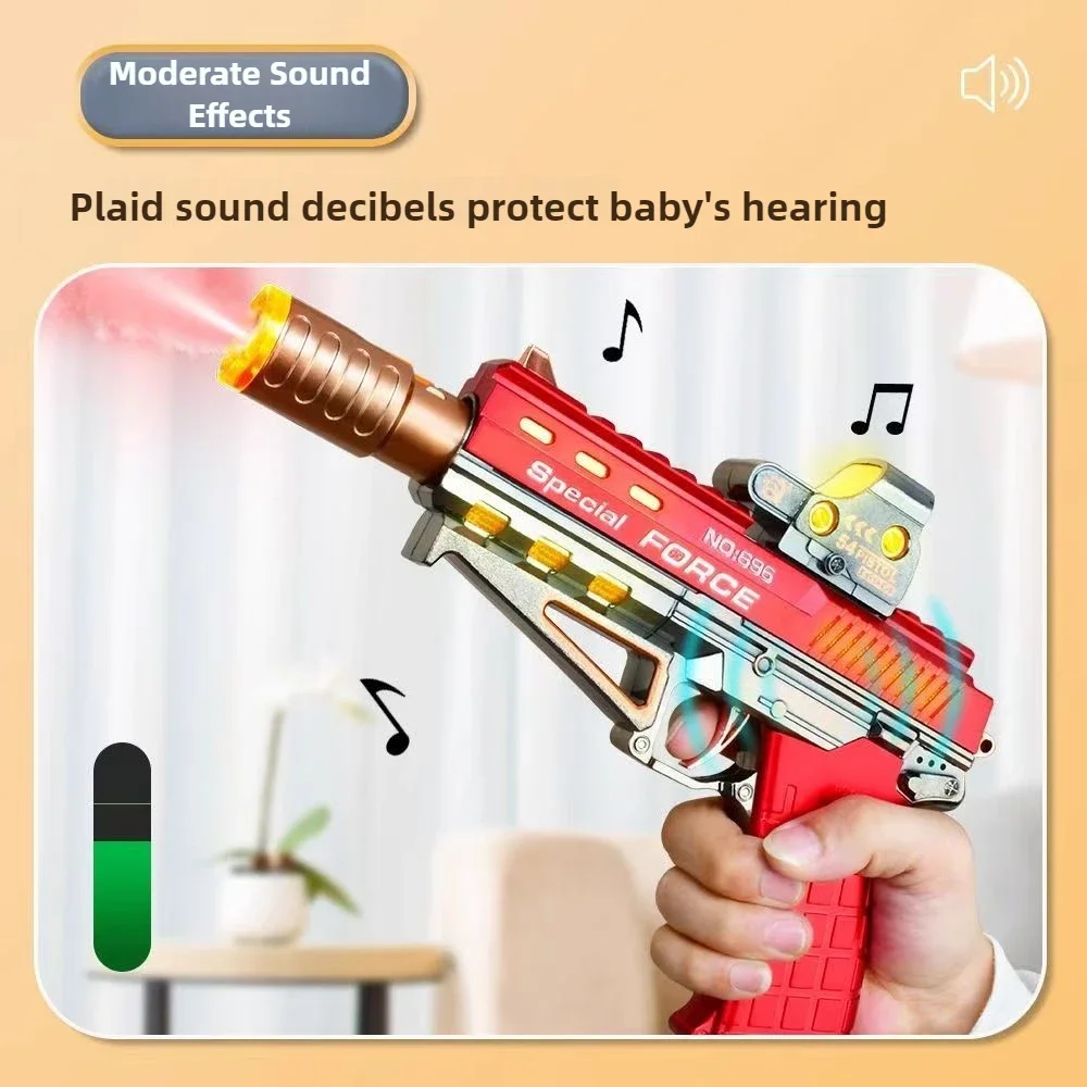 Elektryczny pistolet Gatling z podświetleniem, unikalna zabawka z funkcją natrysku, pistolet z dźwiękiem i światłami LED, pistolet do walki dla dzieci, prezent.